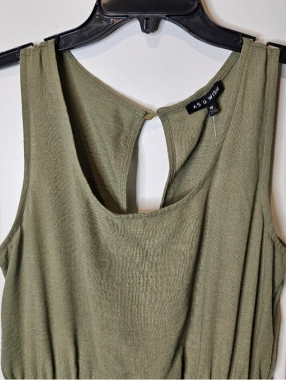 As U Wish Juniors Army Olive Green One Piece Cargo Lounge Jogger Jumpsuit Size M - Picture 4 of 11